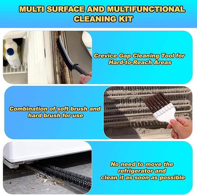 Palksky Refrigerator Coil Cleaning Brush Set, Fridge Radiator Brush & Condenser Coil Cleaning Brush for Dust Removal, Crevice Gap Cleaning Tool for Tight Spaces (5-Pack) 