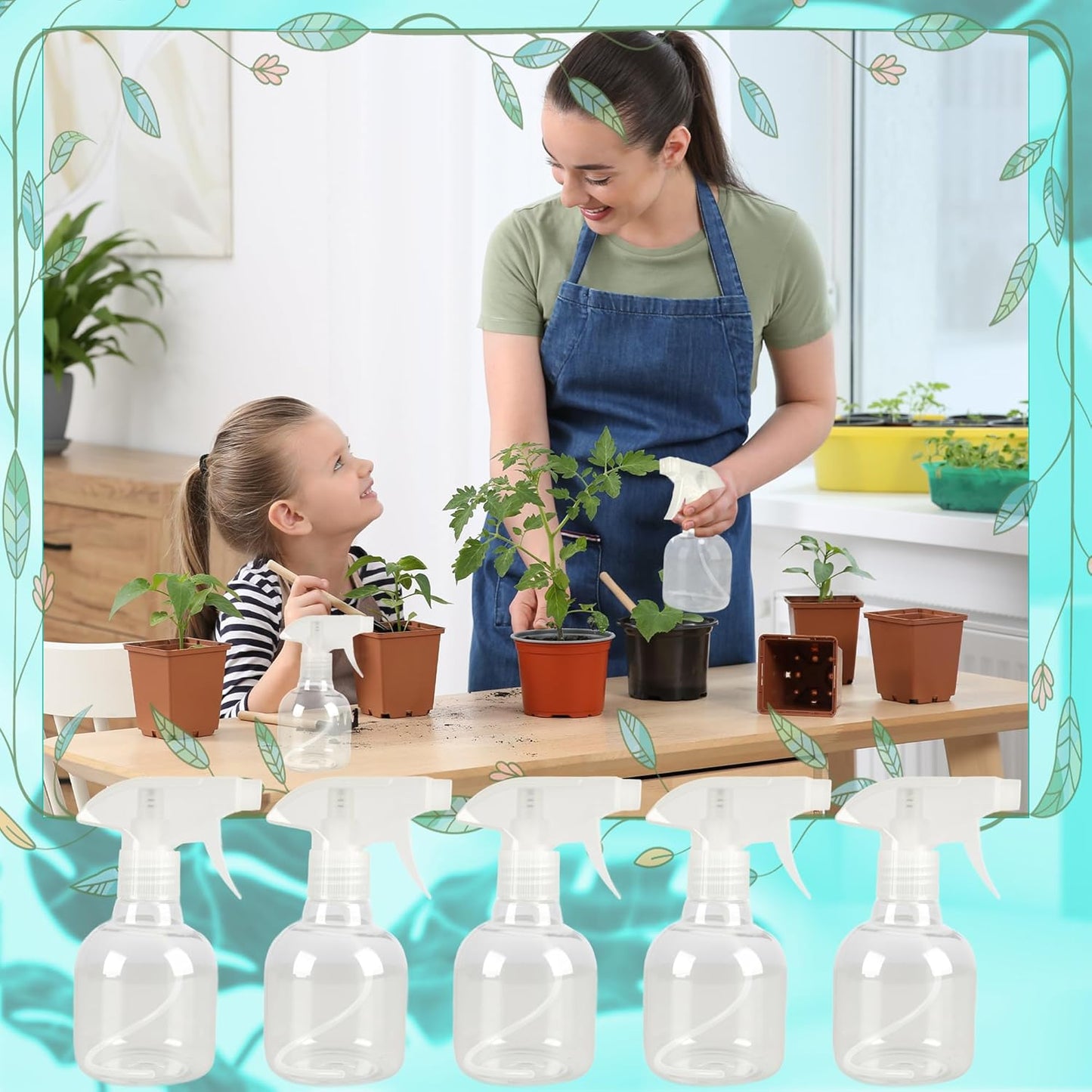 25 Pcs Plastic Spray Bottles 8 oz Empty Clear Refillable Spray Bottles with Adjustable Trigger Sprayers from Fine to Stream for Cleaning Solutions Reusable for Plants Oils Hair