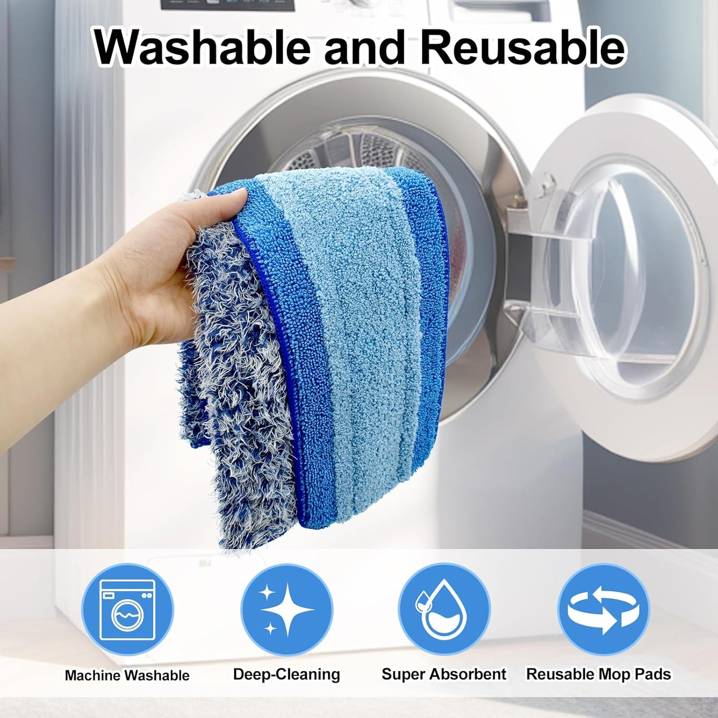 4 Pack Microfiber Cleaning Pad for Bona Mop Safe for Hardwood & Hard Surface Floors Dry Wet Floor Cleaning - Includes 2 Microfiber Cleaning Pad and 2 Dusting Pad - Microfiber Mop Pads for 18Inch Mop