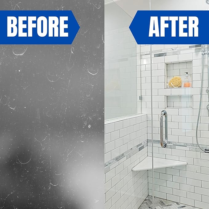 Bruce's GSR Heavy Duty Glass Water Spot Remover for Shower Glass Cleaner - Hard Water Stain Remover & Shower Door Cleaner - Removes Dirt, Soap Scum, Toilet Ring & Hardwater Mineral Stains (10 oz)