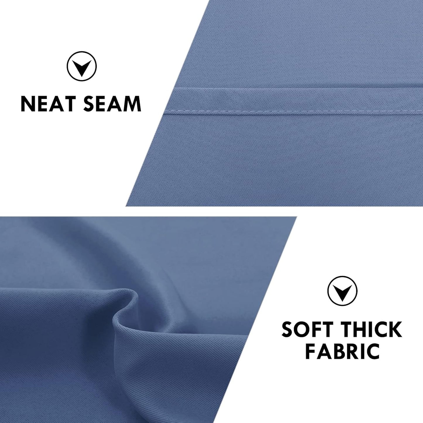 DWCN Blackout Curtains – Thermal Insulated, Energy Saving & Noise Reducing Bedroom and Living Room Curtains, Dusty Blue, W 52x L 54 Inch, Set of 2 Rod Pocket Curtain Panels