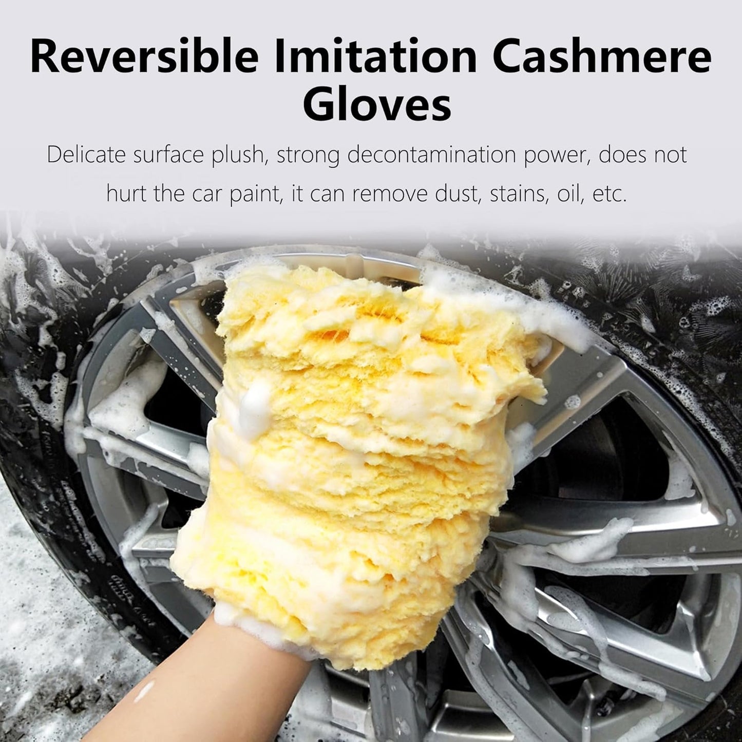 Quanzhou Chenchenchen E-Commerce Co.,Ltd Car Wash Mitt, House Cleaning Glove, Home Dusting Cloth Imitation Wool Gloves 2 pcs Yellow
