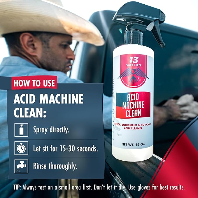 Heavy Duty Car Window Cleaner - Water Spot Remover for Cars, Oil Film Remover and Acid Machine Cleaner for Car Paint, Glass, and Metal, Multi-Purpose Hard Water Stain Remover for Car Detailing – 16 oz