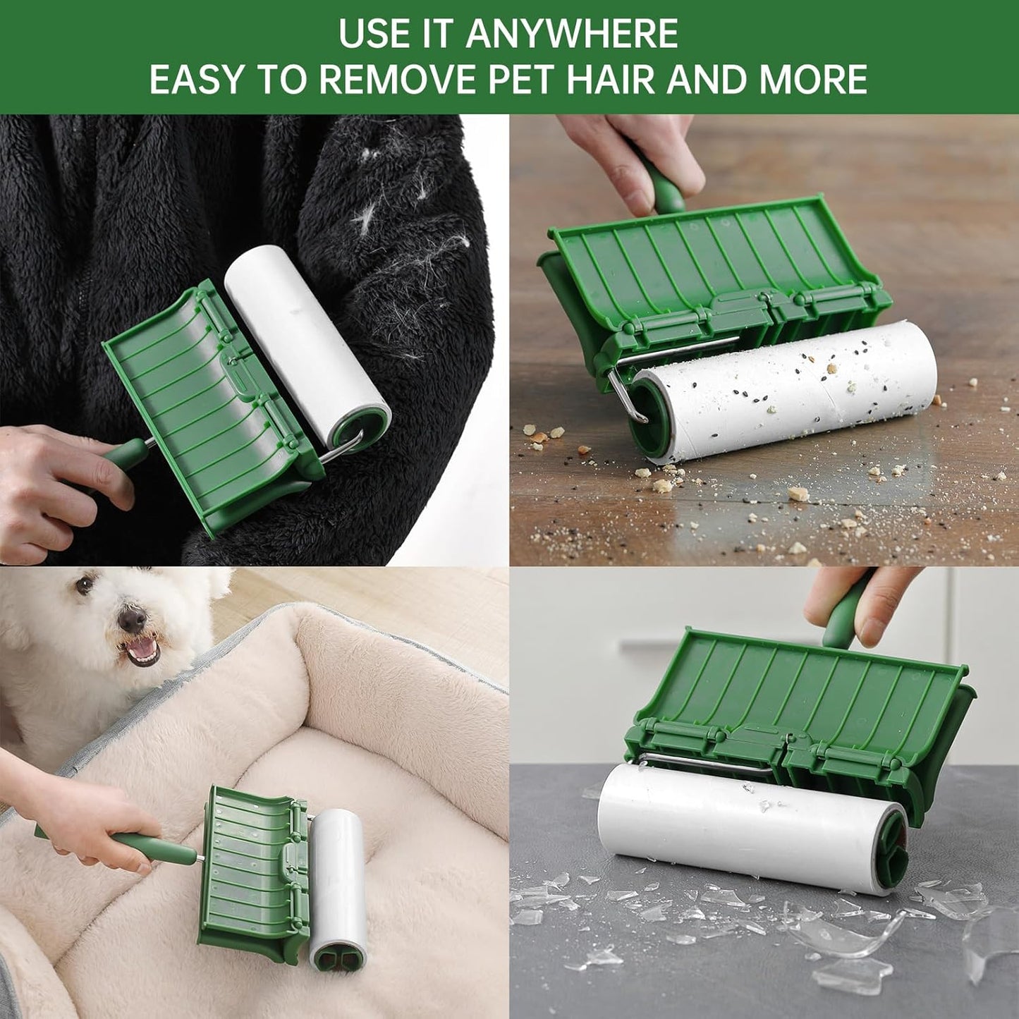 Fedicelly Large Lint Rollers Pet Hair Extra Sticky Floor, Cat Dog Hair Remover Laundry Clothes Carpet Furniture,6.3 inches Wider with 320 Sheets Giant Lint Remover Brush for Couch with Long Handle