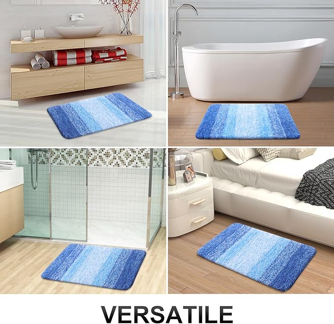 OLANLY Bathroom Runner Rugs 59x24, Extra Soft Absorbent Microfiber Bath Rugs, Rubber Backing, Quick Dry, Washable Bath Mats for Bathroom Floor, Tub and Shower, Home Decor Accessories, Light Royal Blue