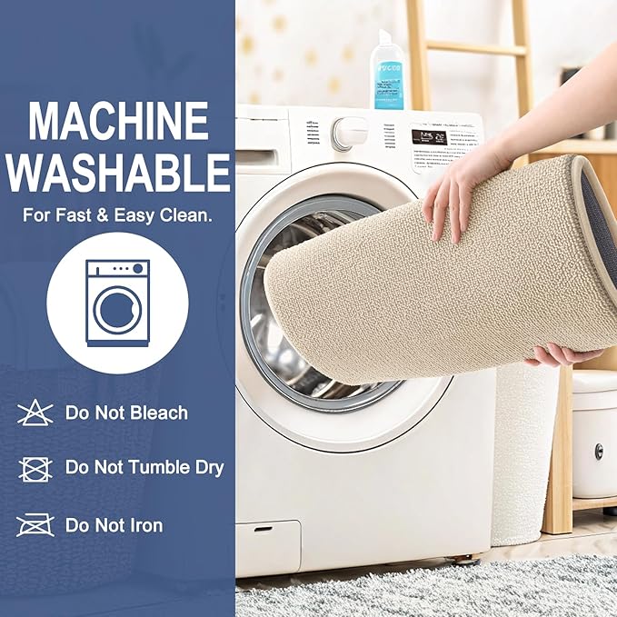 OLANLY Thick Memory Foam Bath Mat Rug 44x32, Extra Soft Absorbent Bathroom Rug, Quick Dry Bath Mats, Non-Slip, Machine Washable Carpet for Bathroom, Tub and Shower, Home Decor Accessories, Beige
