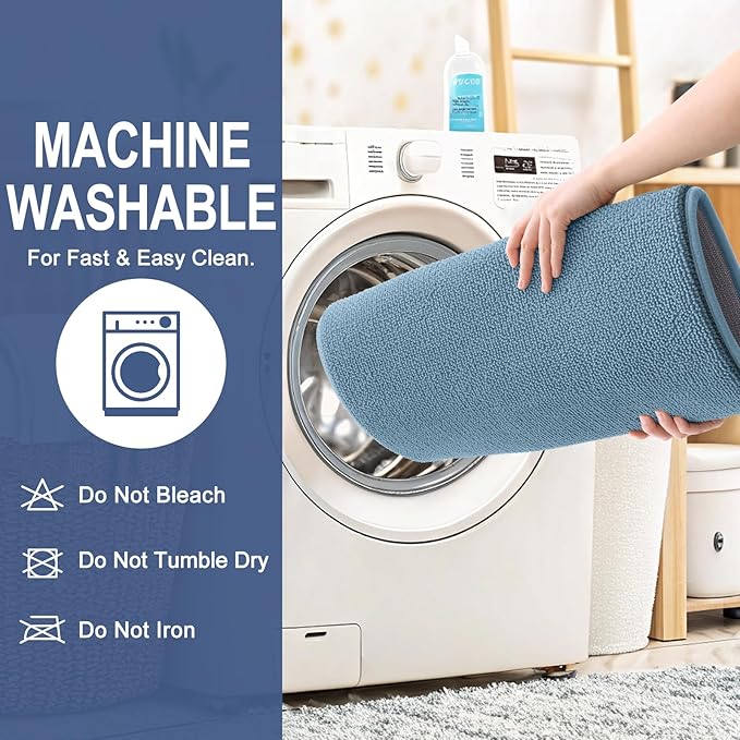 OLANLY Thick Memory Foam Bath Mat Rug 59x35, Extra Soft Absorbent Bathroom Rug, Quick Dry Bath Mats, Non-Slip, Machine Washable Carpet for Bathroom, Tub and Shower, Home Decor Accessories, Airy Blue