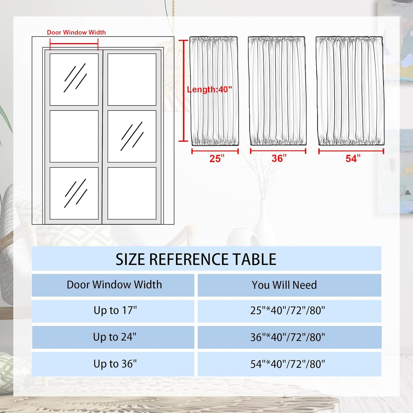 DWCN French Door Curtains – Rod Pocket Thermal Blackout Curtain for Doors with Glass Window, Kitchen and Patio Doors for Privacy, 54 X 40 Inches Long, 1 Curtain Panel with Tieback, Taupe