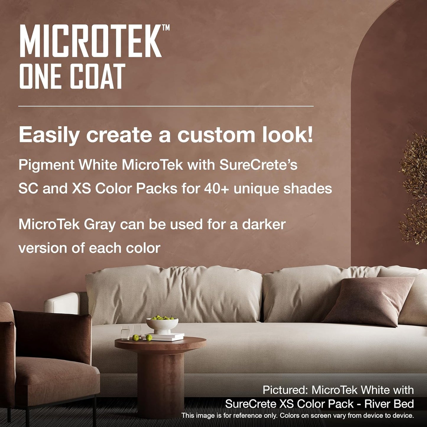 SureCrete MicroTek One Coat | White | 40 lb Bag | Microcement Overlay for Interior & Exterior Walls, Bathrooms, Fireplace Surrounds & Floors | Use with Pigment Packs for Custom Colors