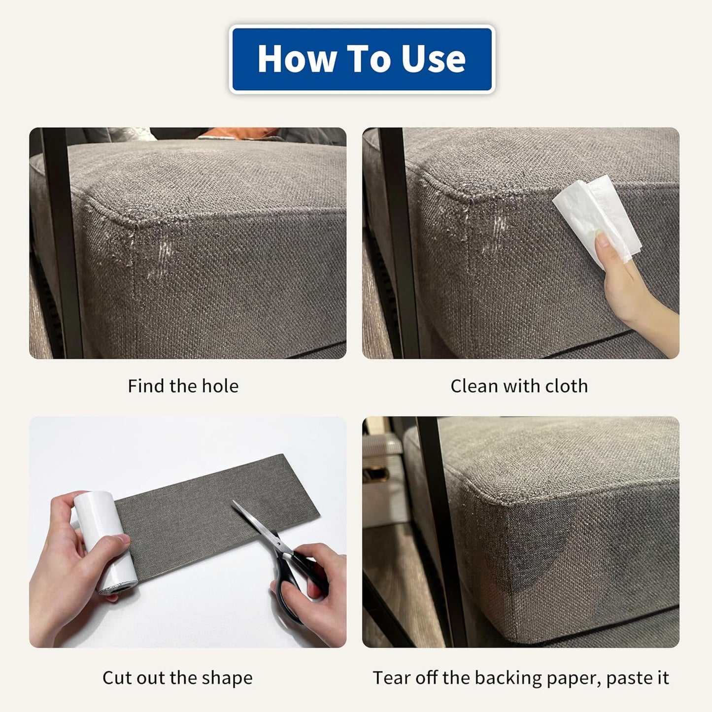 KING MOUNTAIN Linen Repair Patches, Self-Adhesive Fabric Patches, 4 X 63 inch Extra Size, Multi Color, Can be Used for Sofa Repair and Linen Clothes Repair (Dark Grey 1.0)