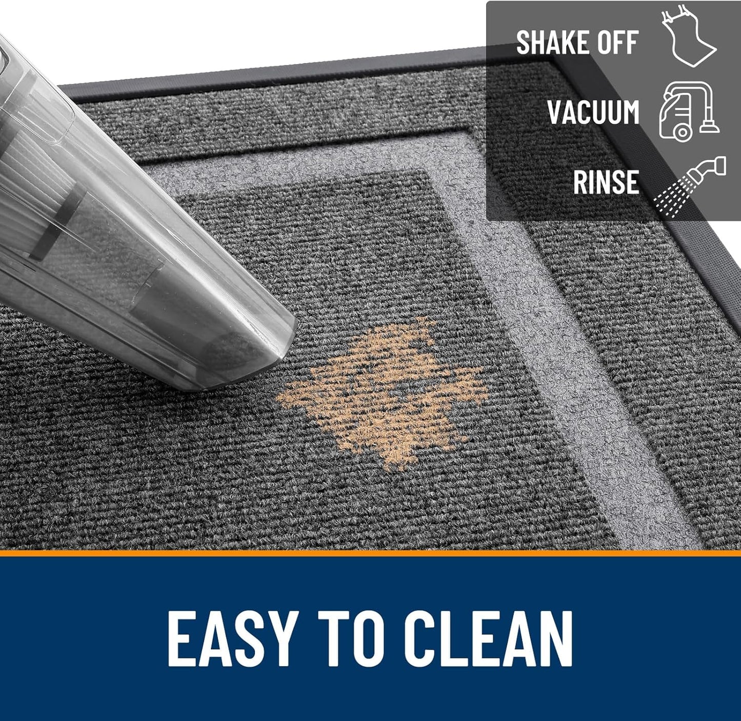 OLANLY Front Door Mat Indoor Outdoor Entrance, Waterproof All-Season, All-Weather Doormat, Sturdy Natural Rubber, Fade Resistant, Low Profile, Easy Clean Patio Porch Entryway Mat, 47x23, Dark Grey