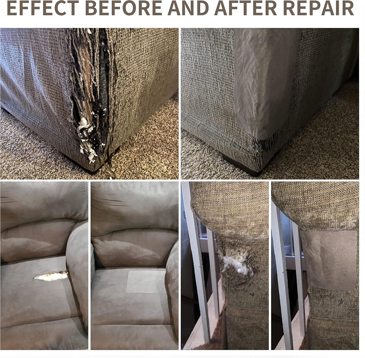 KING MOUNTAIN Fine Linen Repair Patches, Self-Adhesive Linen Fabric Patches, 12X40 inch Extra Size, Multi Color, Can be Used for Linen Sofa Repair and Linen Clothes Repair(12" x 40",Cream-Gray)