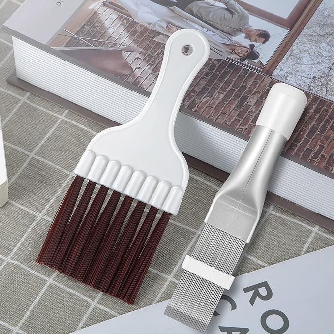 Boao Air Conditioner Condenser Fin Comb, Fin Cleaning Brush Air Conditioner Coil Cleaner Refrigerator Coil Cleaning Whisk Brush Evaporator Radiator Repair Tool(4 Pieces)