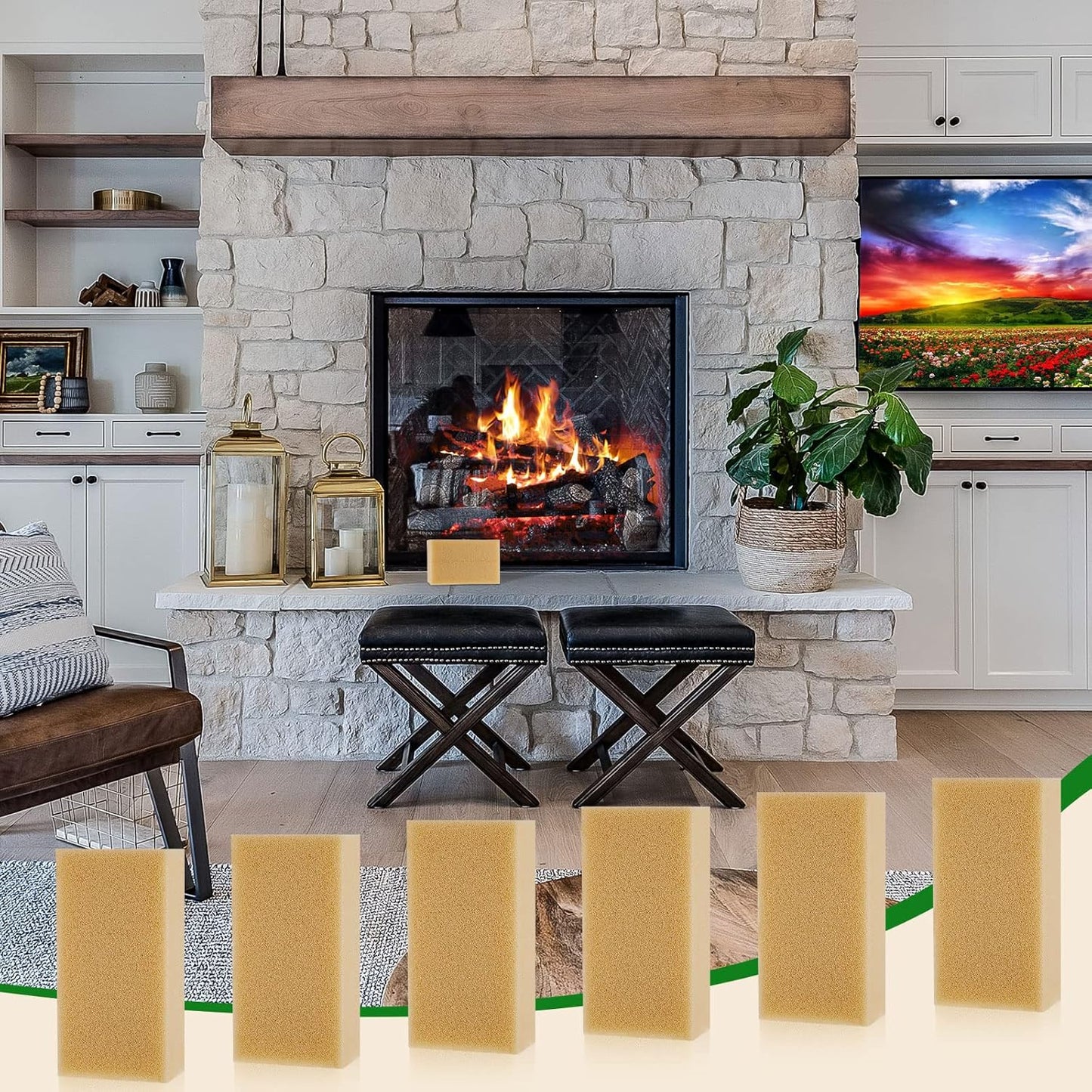 Tessco for you 6 Pcs Reusable Soot Eraser Sponge for Dry Cleaning - Effective Soot Remover for Pet Hair, Dust, and Dirt on Painted Walls, Books, and Car Interiors