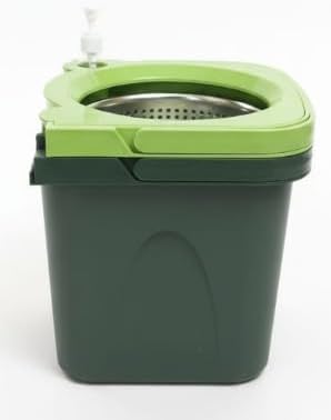 Thunder Mop Spin System - 2 Compact Stackable 6L Buckets, Microfiber Head, Stainless Steel Wringer, Antifungal Quick-Dry Cleaning, Soap Dispenser, 3 Free Refills (Lt Green/Dk Green)
