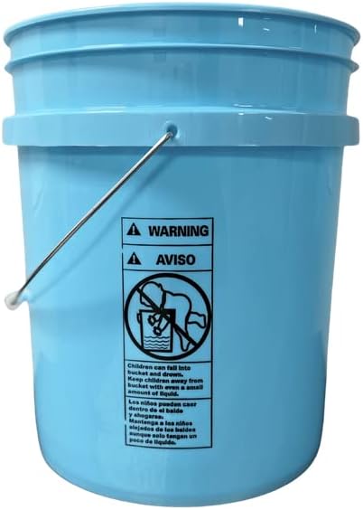 House Naturals Baby Blue 5 gal Food Grade Plastic Bucket Pail Container with Lid (Pack of 3) Made in USA