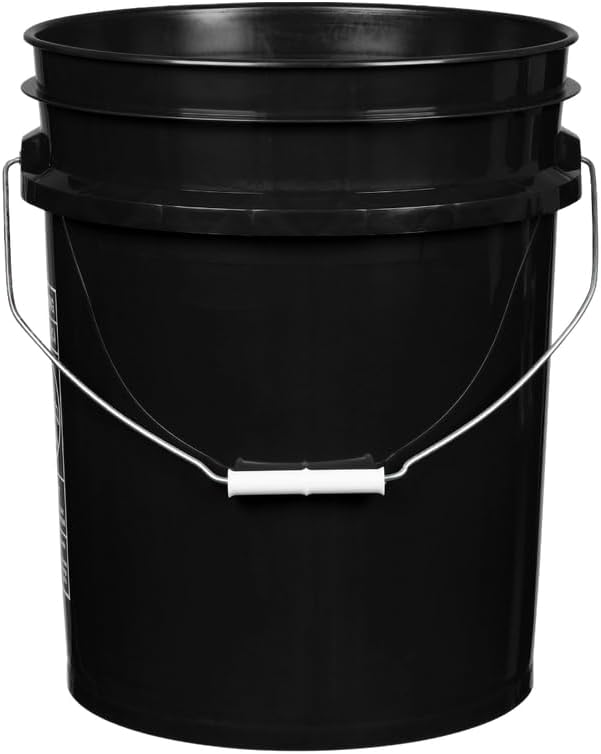 House Naturals 5 Gallon Premium HPDE Plastic Bucket - Made in USA Food Grade Storage Container, BPA Free All Purpose Pail (5, Black)