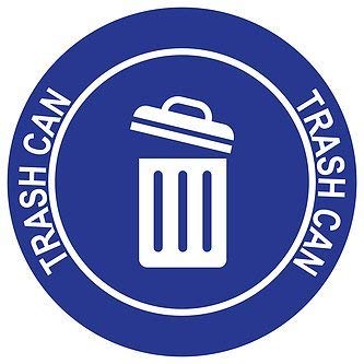 "Trash Can" Durable Laminated Vinyl Floor Sign- Sign by Graphical Warehouse- 5S Safety and Security Signage, Visual Communication Tool (30", Blue/White)