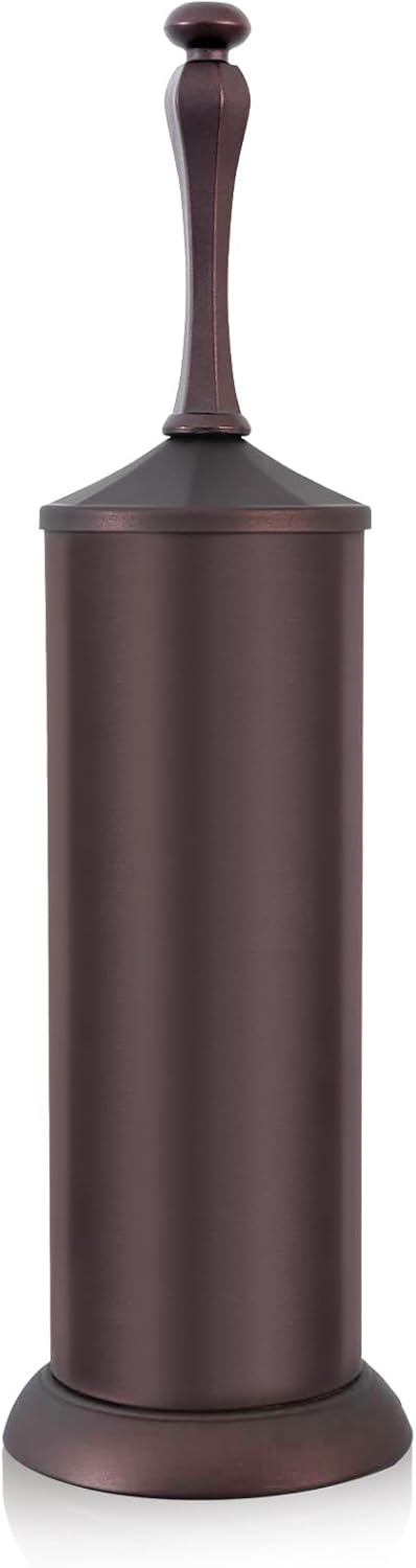 Bronze Toilet Brush and Holder，Extra Long Handled Toilet Brush for Bathroom，Stainless Steel Heavy Duty Toilet Bowl Brush,Deep Cleaning Modern Toilet Cleaner Brush -Space Saving, Covered Brush, Durable