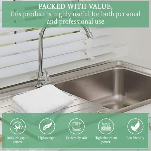 Bar Towels 14"x17" Terry Bar Mop Towels (White) – Absorbent and Durable, Multipurpose Cleaning Rags, Cotton Cleaning Towel, Terry Cloth Rags, Reusable Shop Rags