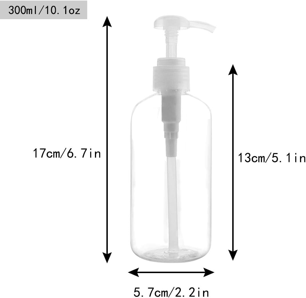 Yebeauty 16 Pack 10oz/300ml Pump Bottle Shampoo Pump Dispenser, Shampoo Bottles with Pump Clear Empty Plastic Refillable Shower Bottle Dispenser Containers with Travel Lock for Soap Cream Lotion Gel