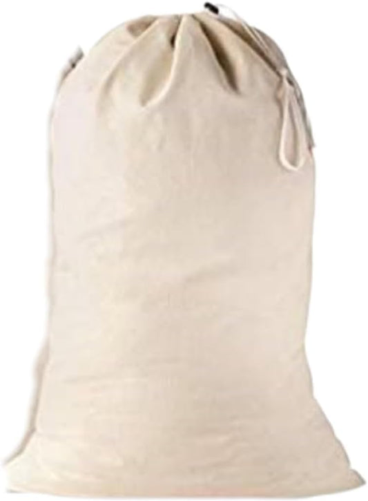 Large Cotton Laundry Bag, Heavy Duty Large Laundry Bags 24 x 36 inch Drawstring Travel Organizer Bag Fit Hamper Basket Camp (Beige, Pack of 1)