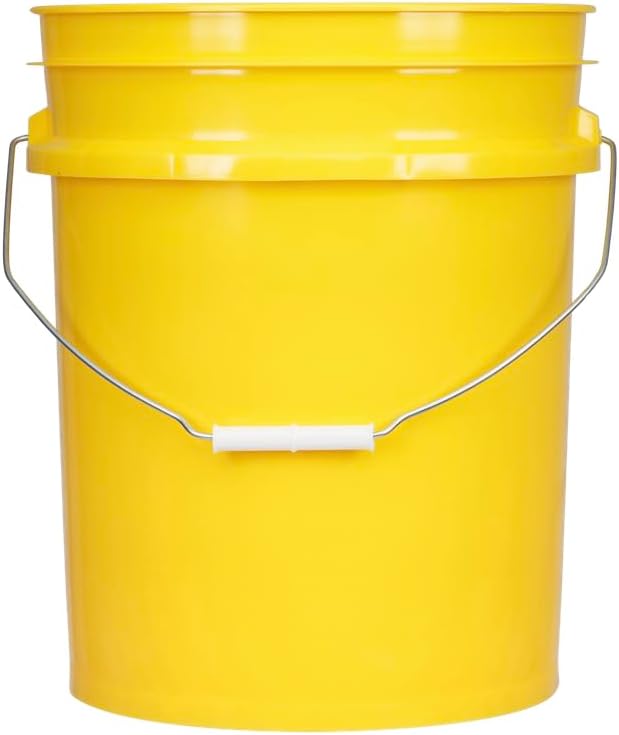 House Naturals 5 Gallon Premium HPDE Plastic Bucket - Made in USA Food Grade Storage Container, BPA Free All Purpose Pail (5, Yellow)