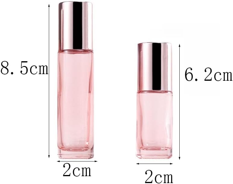 10 Pack Glass Essential Oil Roller Bottles,5ml Pink Roller Bottles with Stainless Steel Roller Balls,Refillable Massage Roller Bottle Perfume Bottle for Travel