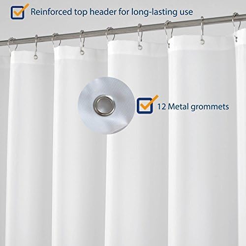 N&Y HOME Fabric Shower Curtain Liner 69 x 70 inches, Hotel Quality, Washable, Water Resistant White Spa Bathroom Curtains with Grommets, 69x70