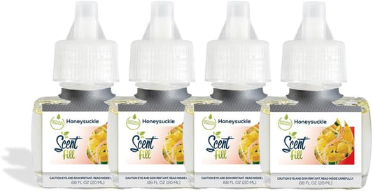 Scent Fill Honeysuckle Plug in Air Freshener, 4 Scented Oil Refills