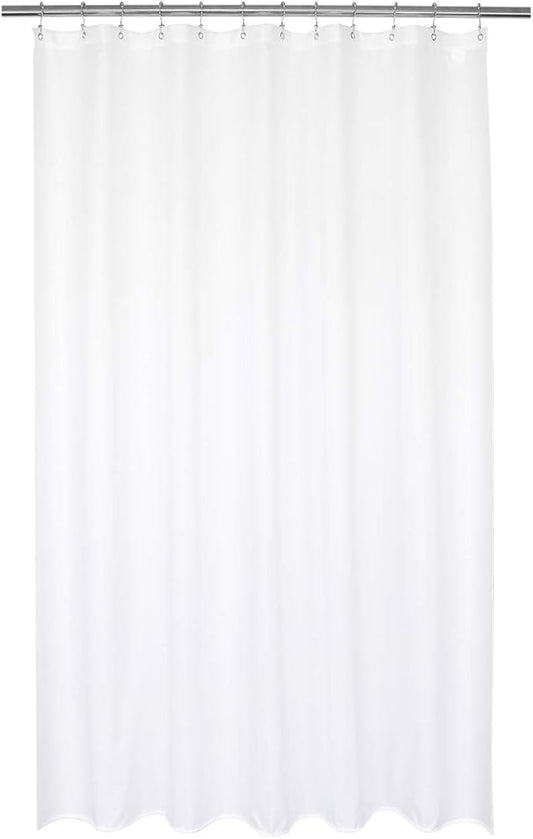 Barossa Design Waterproof Fabric Shower Curtain or Liner Microfiber 72" W x 96" H - Floor to Ceiling Extra Long, Hotel Quality & Machine Washable White Shower Liner for Bath Tub, 72x96 Inches