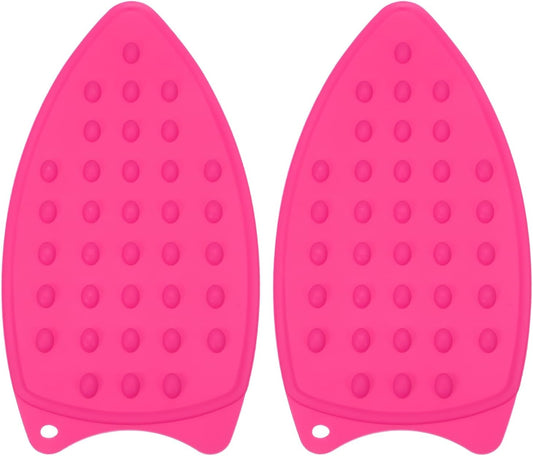 PATIKIL Silicone Iron Rest Pad, 2 Pcs Multipurpose Hot Heat Resistant Iron Rest Plate Protective Pad for Ironing Board Hot Resistant Steamer Steam Compact Mat, Rose Red
