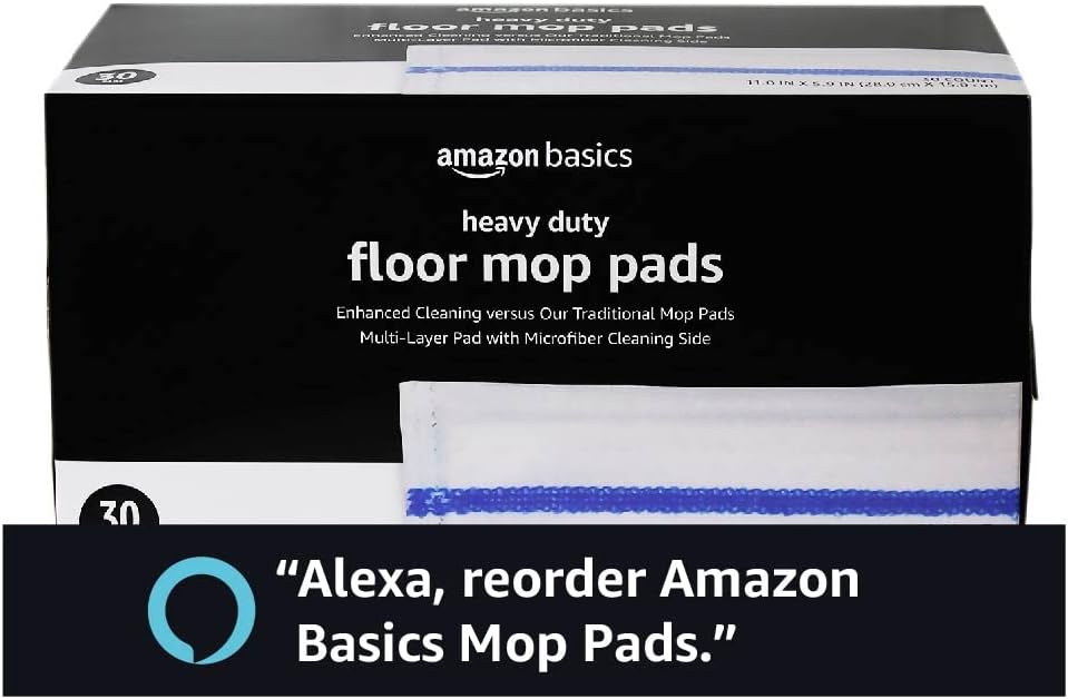 Amazon Basics Heavy Duty Floor Mopping Pads with Microfiber, Fits Swiffer WetJet Mopping Systems, 30 Count (Pack of 1)