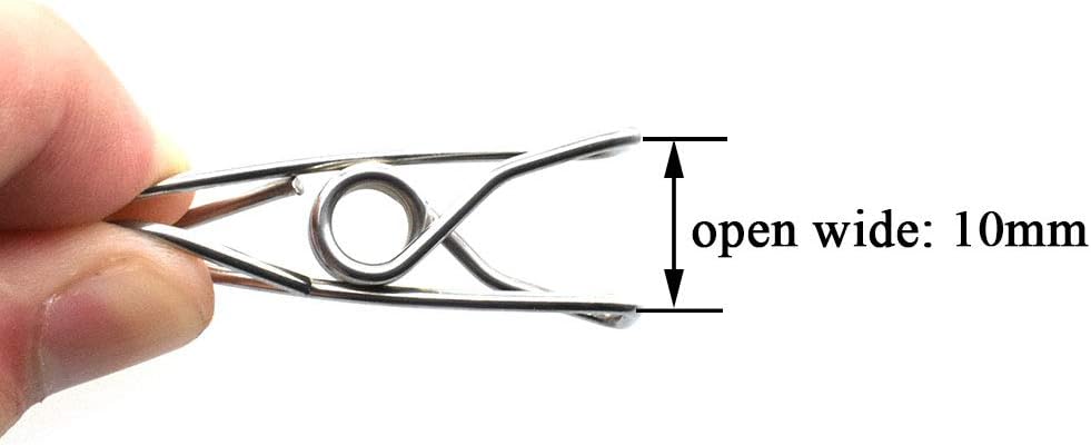 HAHIYO Clothespins Chip Clips All Metal Stainless Steel No Rust Stains Strong Grip in Heavy Wind 1.7 Inches 30 Pack Small Do Not Fall Apart Open Wide for Holding Clothes Snack Bag Clamps