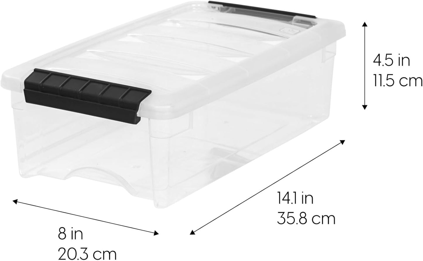 IRIS USA 6-Pack Storage Bins with Lids, 6 Quart, Made in USA Stackable See-Through Organizing Solution Latches Durable Nestable Containers Secure Pull Handle, BPA-Free Plastic