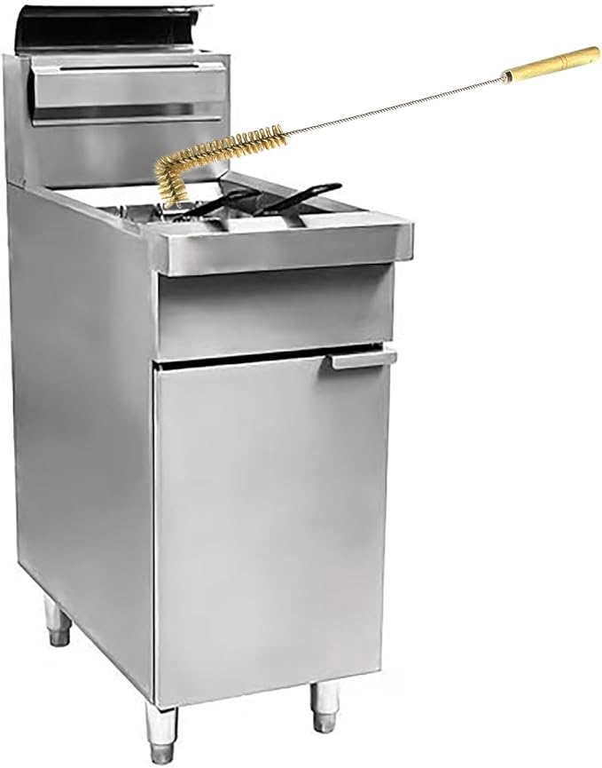 SUNRISE Fryer Brush with Long Handle (Brass, L, Single, and Double Brush)