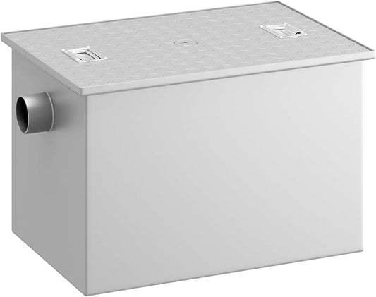 50 LB Commercial Grease Interceptor 25 GPM, Grease Trap with 3" Non-Threaded Connections, perfect ofr Kitchen, Restaurant, Hotel, Bar, Cafe, School