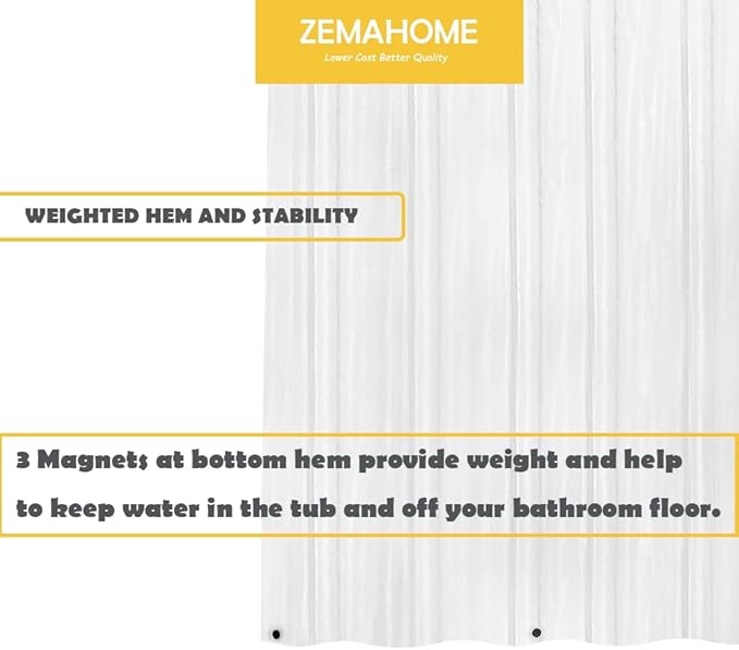 5 Pack PEVA Plastic Shower Curtain Liner Premium Light Weight 72" x 72" Clear Bathroom Shower Showroom Curtain Liner with Rustproof Metal Gromments and Weighted Magnet