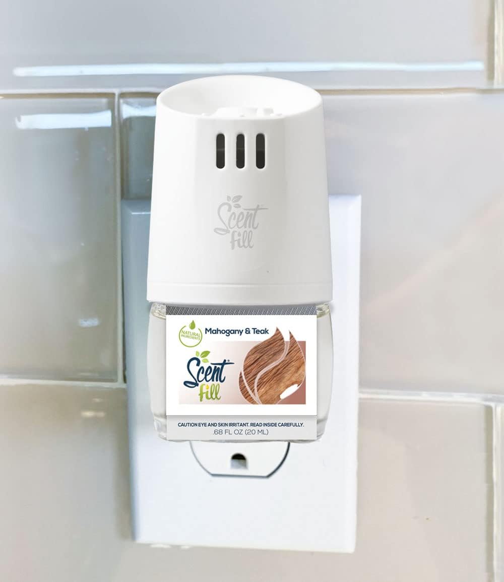 Scent Fill Mahogany & Teak Plug in Air Freshener, 4 Scented Oil Refills