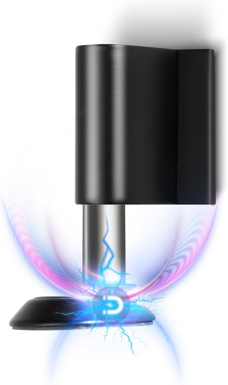 1 Pack Magnetic Door Stoppers Retractable Bottom of Door Holder No Drilling Mount Floor Door Stop with Screws and Adhesive Catch Door Keep Door Open Matte Black MB-1