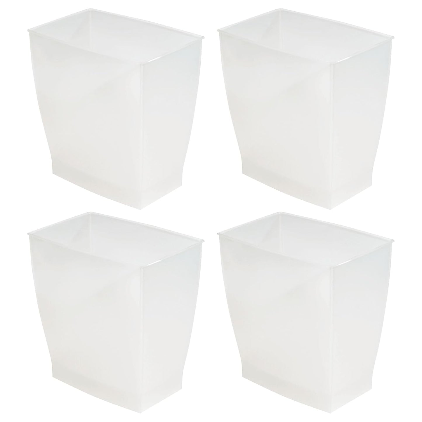 iDesign Small Rectangular Bathroom Trash Cans - Set of 4 - Frost