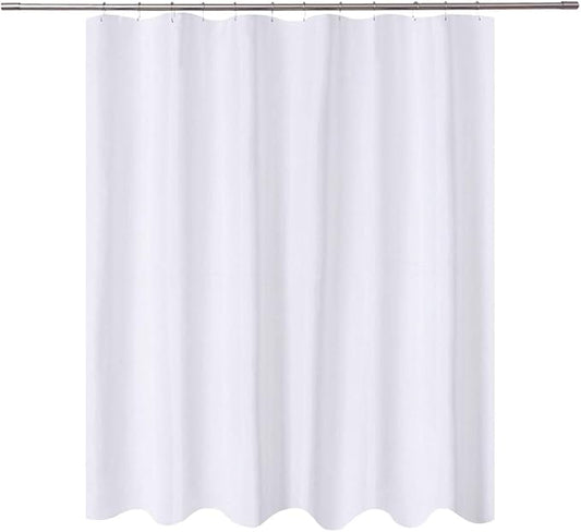 N&Y HOME Short Fabric Shower Curtain Liner 72 x 65 Shorter Length, Hotel Quality, Washable, Water Repellent, White Bathroom Curtains with Grommets, 72x65
