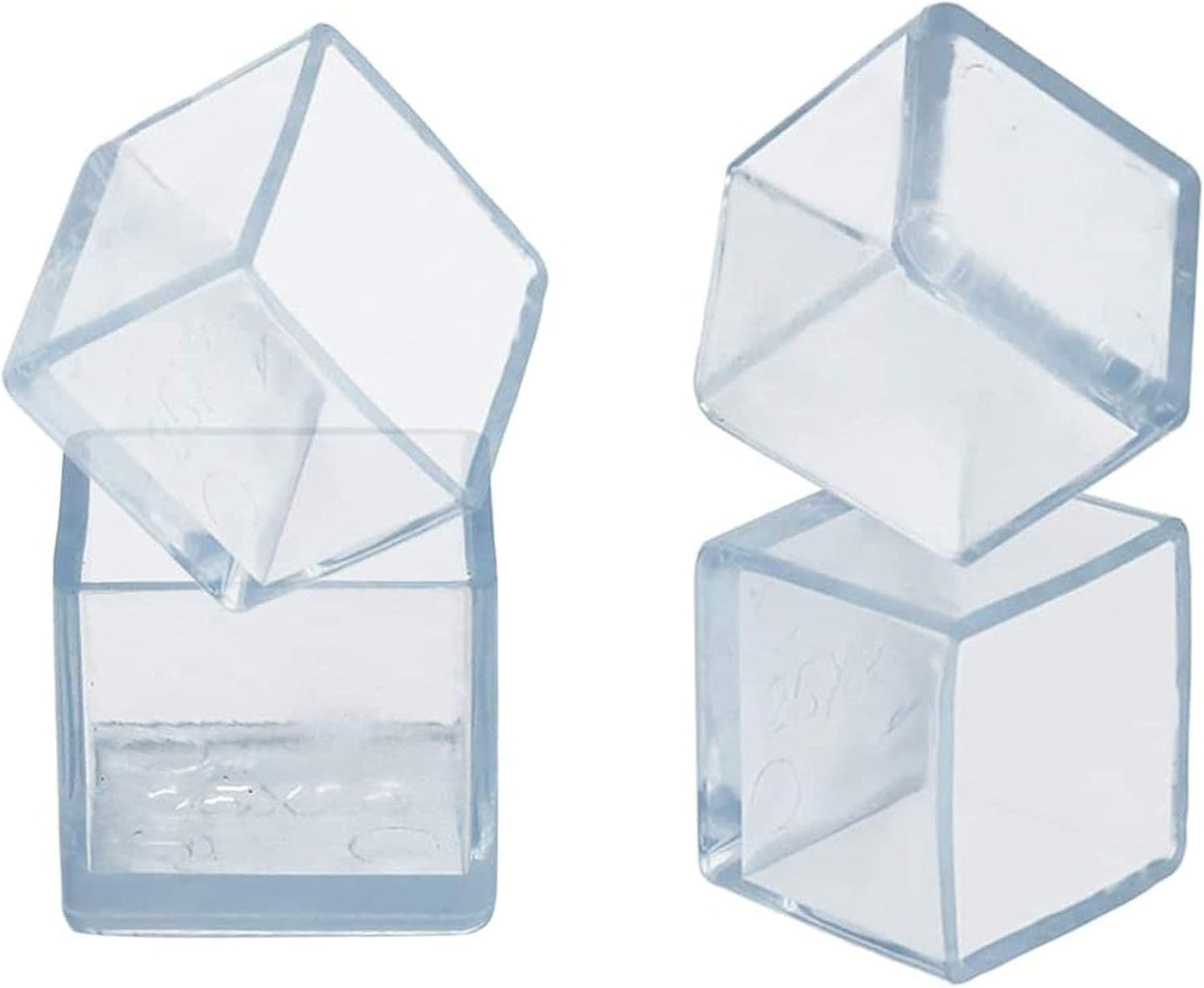 16 Pcs Transparent Square Anti-Slip Rubber Leg Tips Chair Leg Caps Furniture Floor Protectors Chair Table Bar Stool Leg Covers Furniture Leg Cube Feet 1.18 Inch x 1.18 Inch (30 x 30mm)