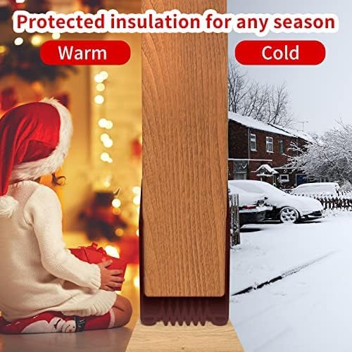 Door Draft Stopper, 39” Length Cuttable Weather Stripping Door Seal, Strong Adhesive Door Sweep for Exterior and Interior Doors (2, Brown)