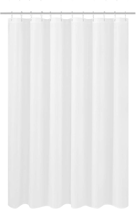 N&Y HOME Fabric Shower Curtain Liner 69 x 70 inches, Hotel Quality, Washable, Water Resistant White Spa Bathroom Curtains with Grommets, 69x70