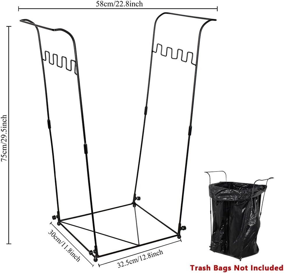 2 Pack Trash Bag Holder, 30-45 Gallon Garbage Bag Holder, Metal Portable Leaf Bag Holder, Multi-use Trash Bag Holder Stand for Indoor, Outdoor, Camping, Parties