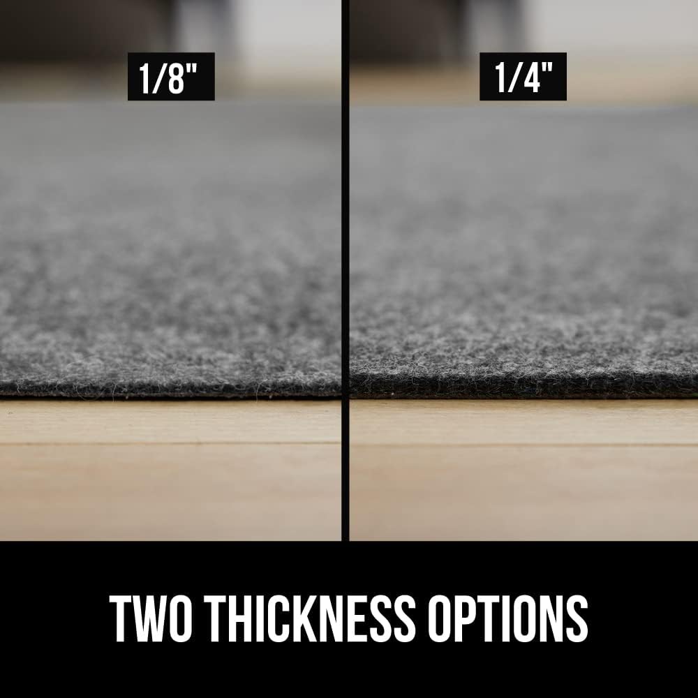 GORILLA GRIP Felt and Natural Rubber Stay in Place Slip Resistant Rug Pad, 1/8in Thick, 5x7 FT Protective Padding Under Area Rugs, Cushioned Gripper Pads, Carpet Runners, Hardwood Floors Protection