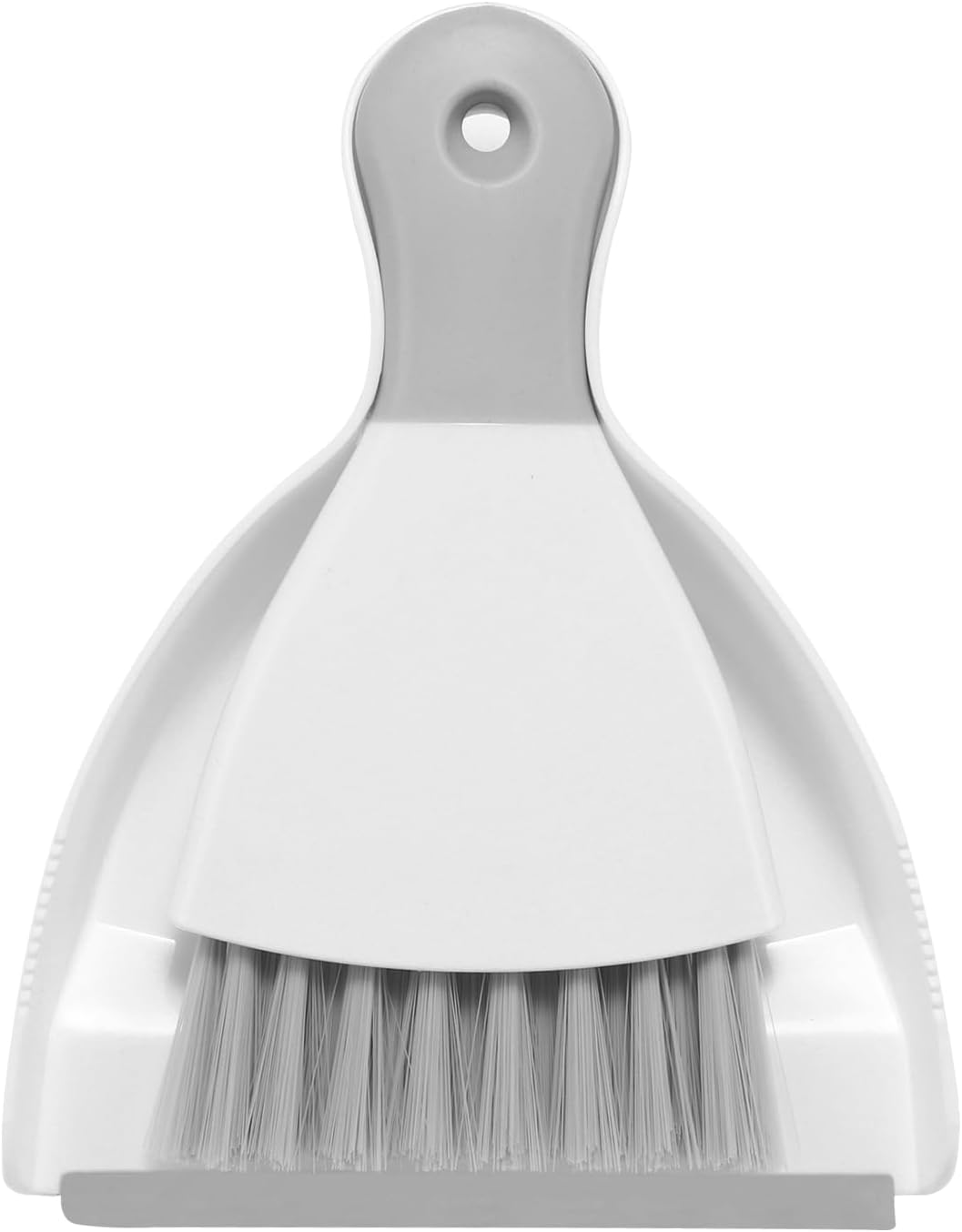 NACENA Mini Dustpan and Brush Set, Small Broom and Dustpan Set Dust Pan and Mini Hand Broom Dustpan and Broom Combo Compact for Home Table Keyboards Sofa Kitchen Pets, White & Gray