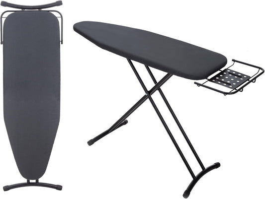 Ironing Board 48" x 15" with Retractable Iron Rest, RAINHOL Heavy Duty Full Size Iron Board, Sturdy Wide Frame with Thick Padding Cover, Height-Adjustable, Black