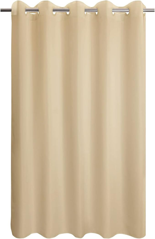 Fabric Shower Curtain No Hooks & Liner Needed - Soft Waterproof Hotel Cloth Shower Curtain Washable with Hooks Built-in, Beige, 71x74 Standard Size